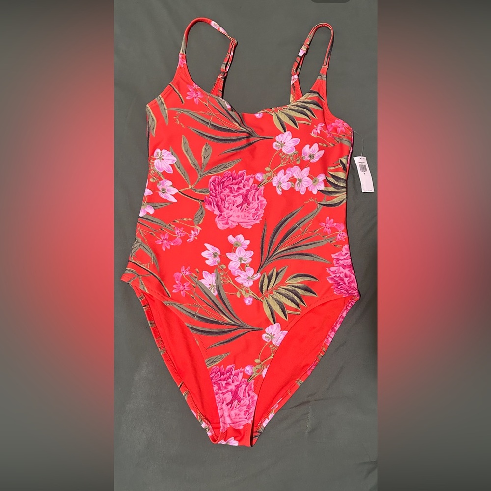 Old Navy Red Floral One Piece Swimsuit